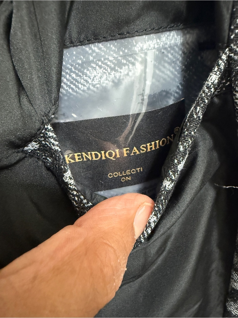 Designer-Inspired Black & Gray Monogram Jacket - Picture 7 of 16